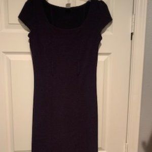 Cap-sleeve lightweight knit sheath in rich eggplant color